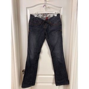 Women's Guess Jeans Daredevil Bootcut Lace Fly Low Rise Y2K Dark Stone Wash 29